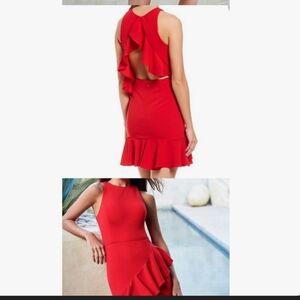 NEW  Gianni Binni Elegant Red Ruffle Dress